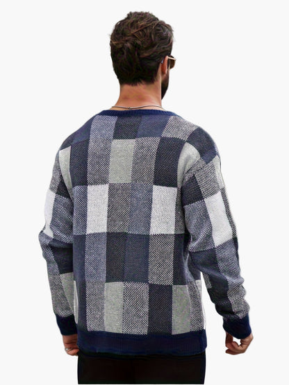 Herren Pullover mit Karomuster – Lässiger Strickpullover für Herbst und Winter