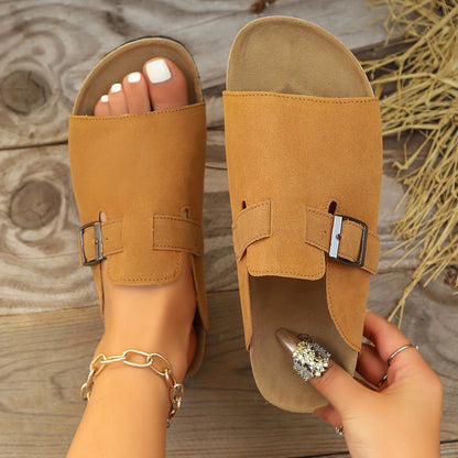 Damen Sandalen mit Schnalle und Riemen – Bequeme Slip-On Sommerschuhe für Freizeit und Alltag