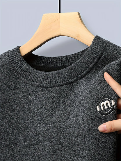 Unisex Langarm Sweatshirt Pullover Rundhals mit Logo-Detail Winter