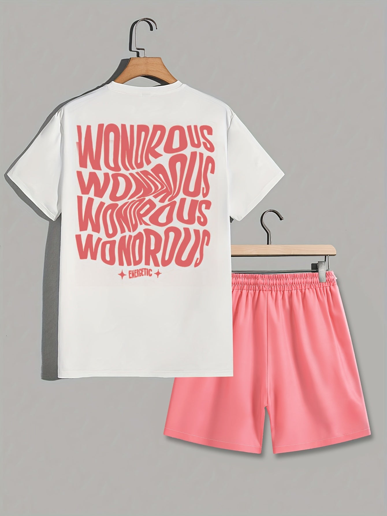 Herren Streetwear Set mit Grafik-T-Shirt und Shorts – Moderner Look, Energetische Typografie, Perfekt für Alltag & Freizeit