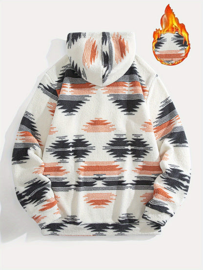 Unisex Kapuzenpullover mit Azteken-Muster Teddy Fleece