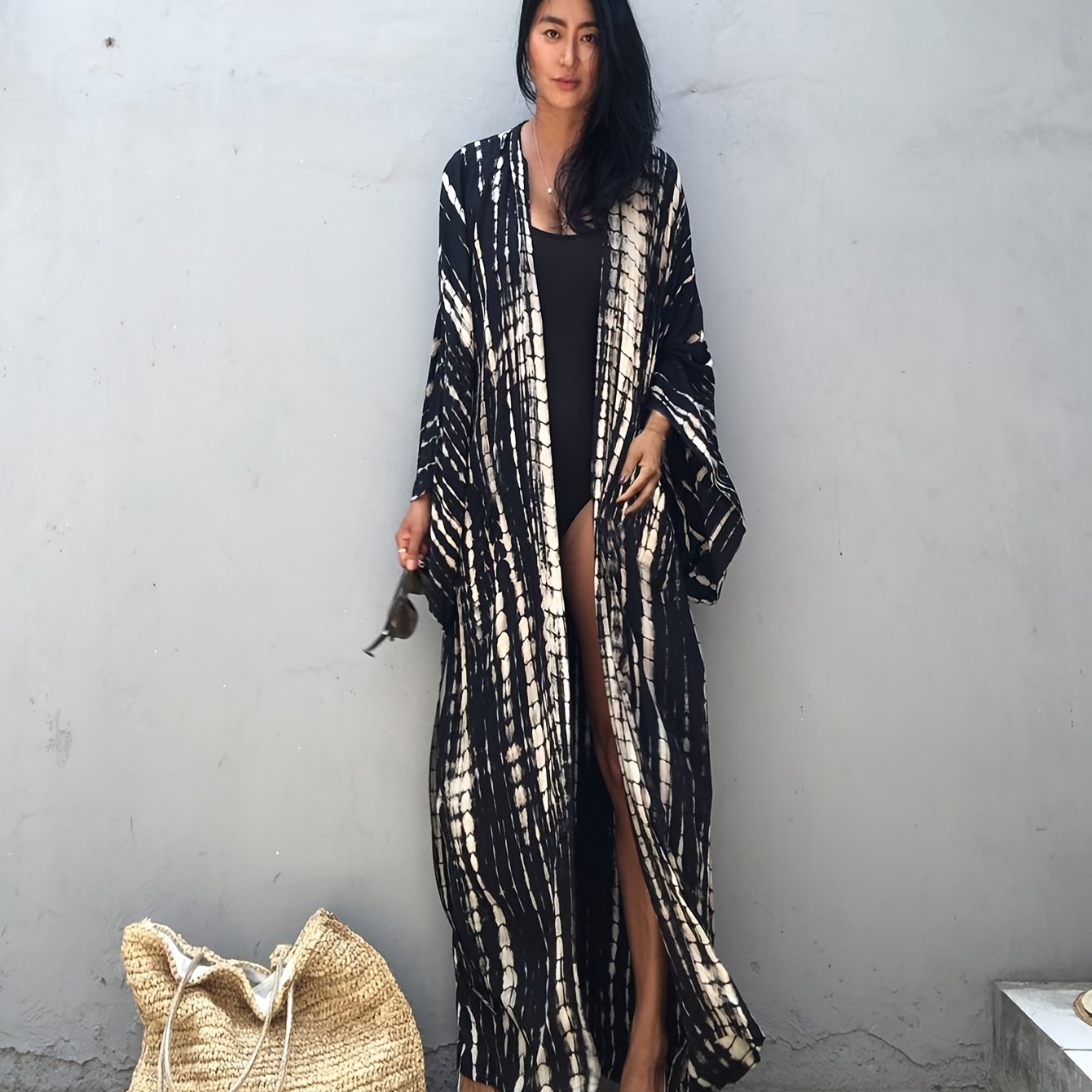 Damen Kimono Maxikleid im Boho-Stil – Elegantes Überwurfkleid für Strand & Urlaub