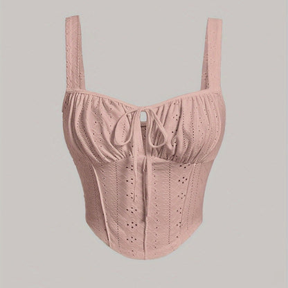 Damen Bustier Top im Boho-Stil mit Zierschnürung – Feminines Sommer-Corsagentop