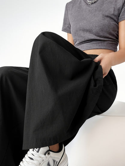 Damen Weitbein Culottes Hose Streetwear High Waist Modisch Freizeit