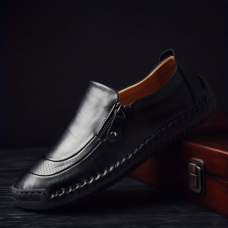 Herren Vintage Loafer mit Reißverschluss – Bequeme Freizeitschuhe für Alltag und Party