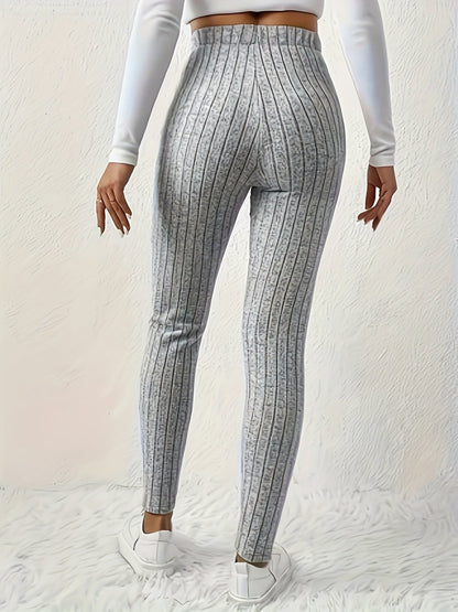Damen Gerippte Leggings mit Schmetterlingsdetail, Hoher Bund, Weicher Stoff