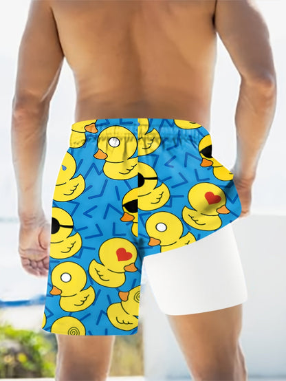 Herren Badeshorts mit Gummienten-Print – Lustige Badehose für Freizeit & Strand