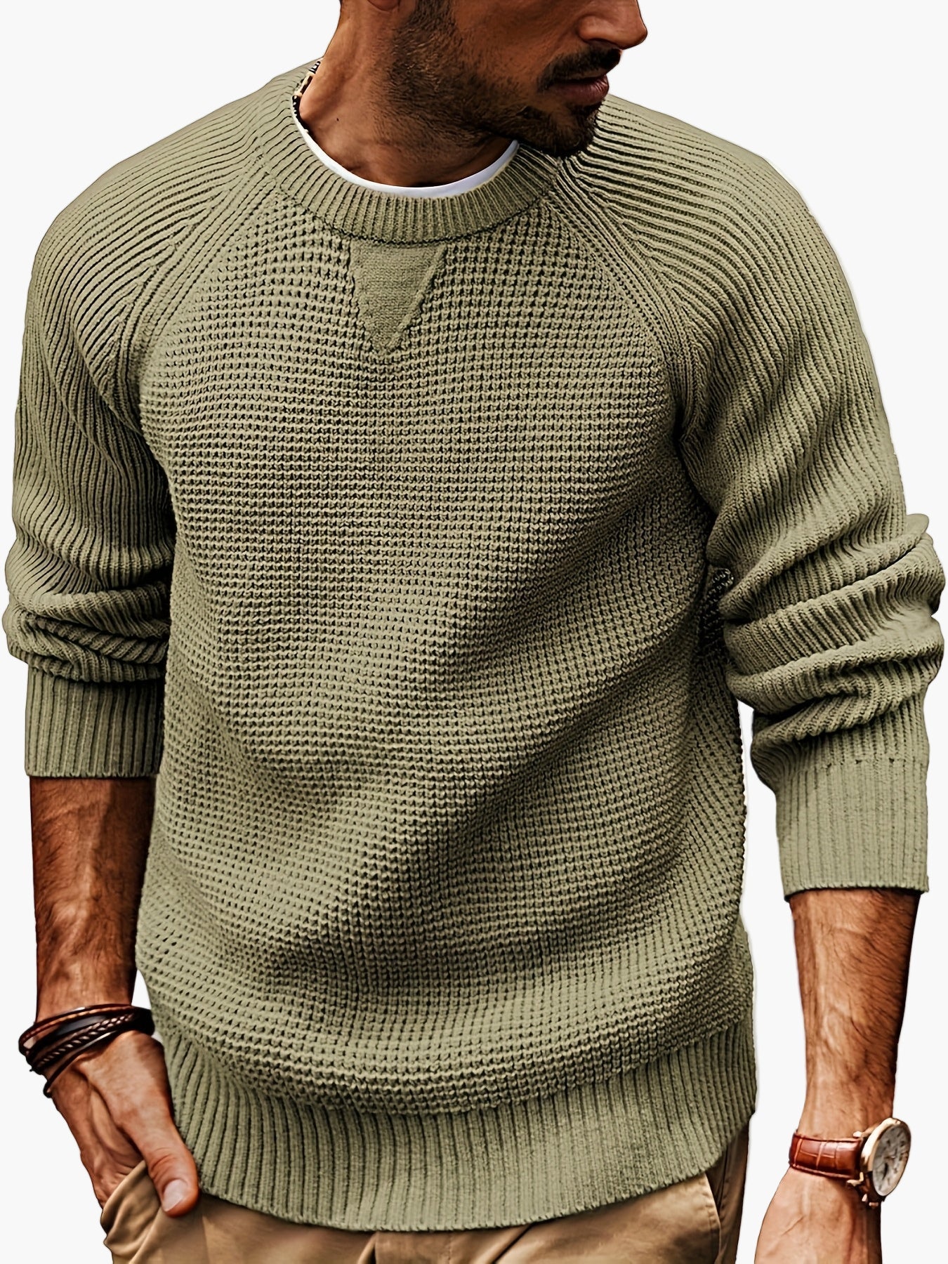 Herren Strickpullover Vintage Stil – Klassischer Rundhalsausschnitt, Perfekt für Alltag und Freizeit