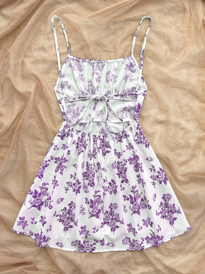 Damen Sommerkleid mit floralen Print und Spaghettiträgern – Perfekt für Urlaub und Freizeit