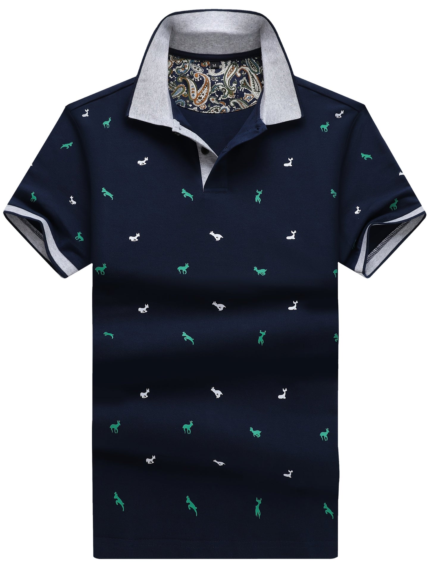 Herren Poloshirt mit Animal-Print und Kontrastkragen – Stilvolles Freizeit- und Alltagsoutfit