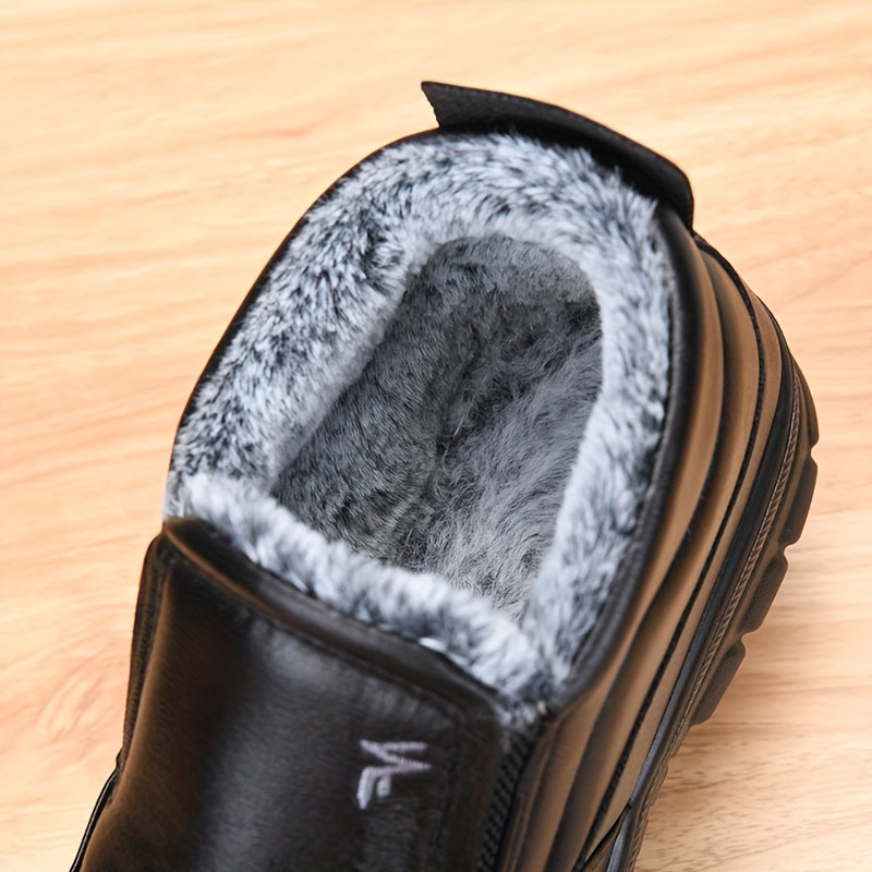 Herren Winterschuhe Slip-on Stiefel mit Plüschfutter und Profilsohle