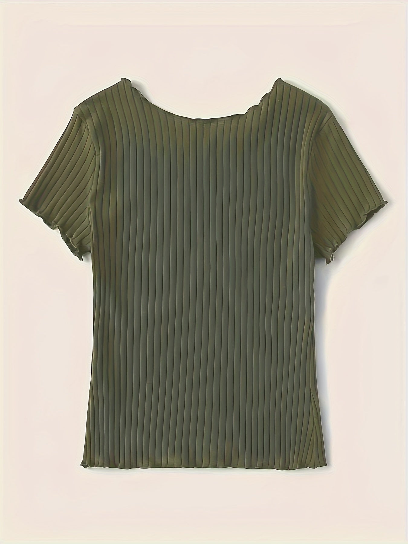 Damen Basic Kurzarm Rippen-Shirt mit Wellenkante – Stilvolles Freizeit- & Büro-Oberteil