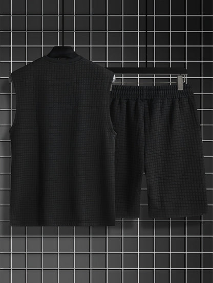 Herren Freizeit Tanktop-Set im modernen Karomuster – Sportlich & Bequem für Sommer und Alltag