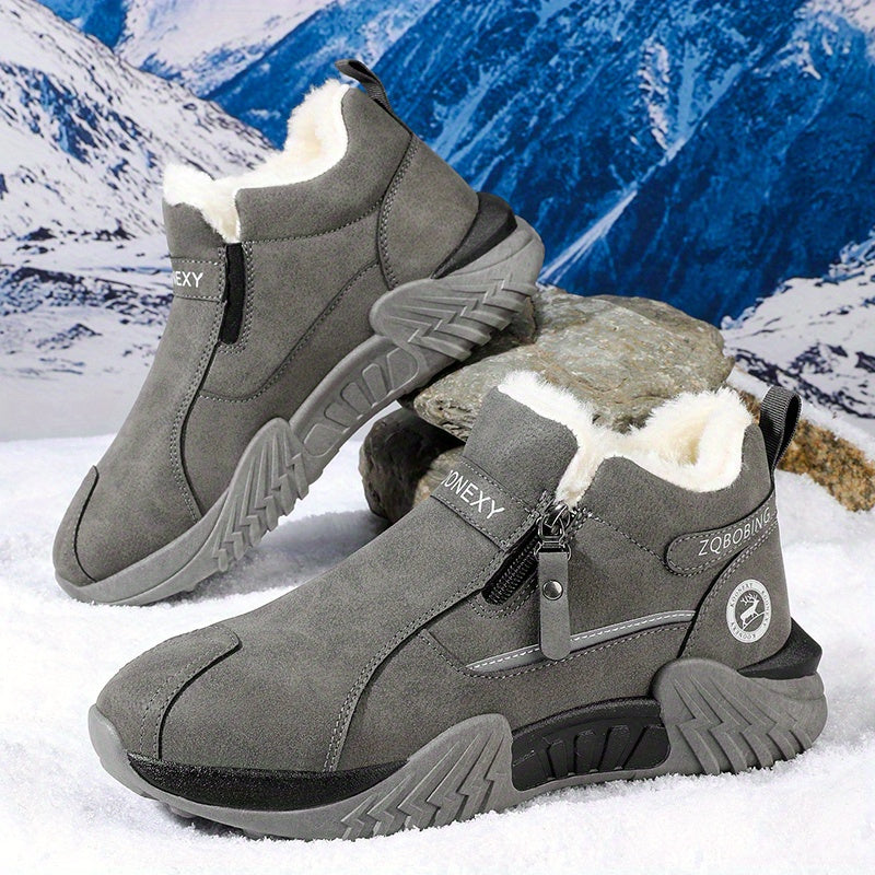 Unisex Winterstiefel gefüttert mit Reißverschluss, rutschfeste Sohle, Warmhaltende Schneeschuhe