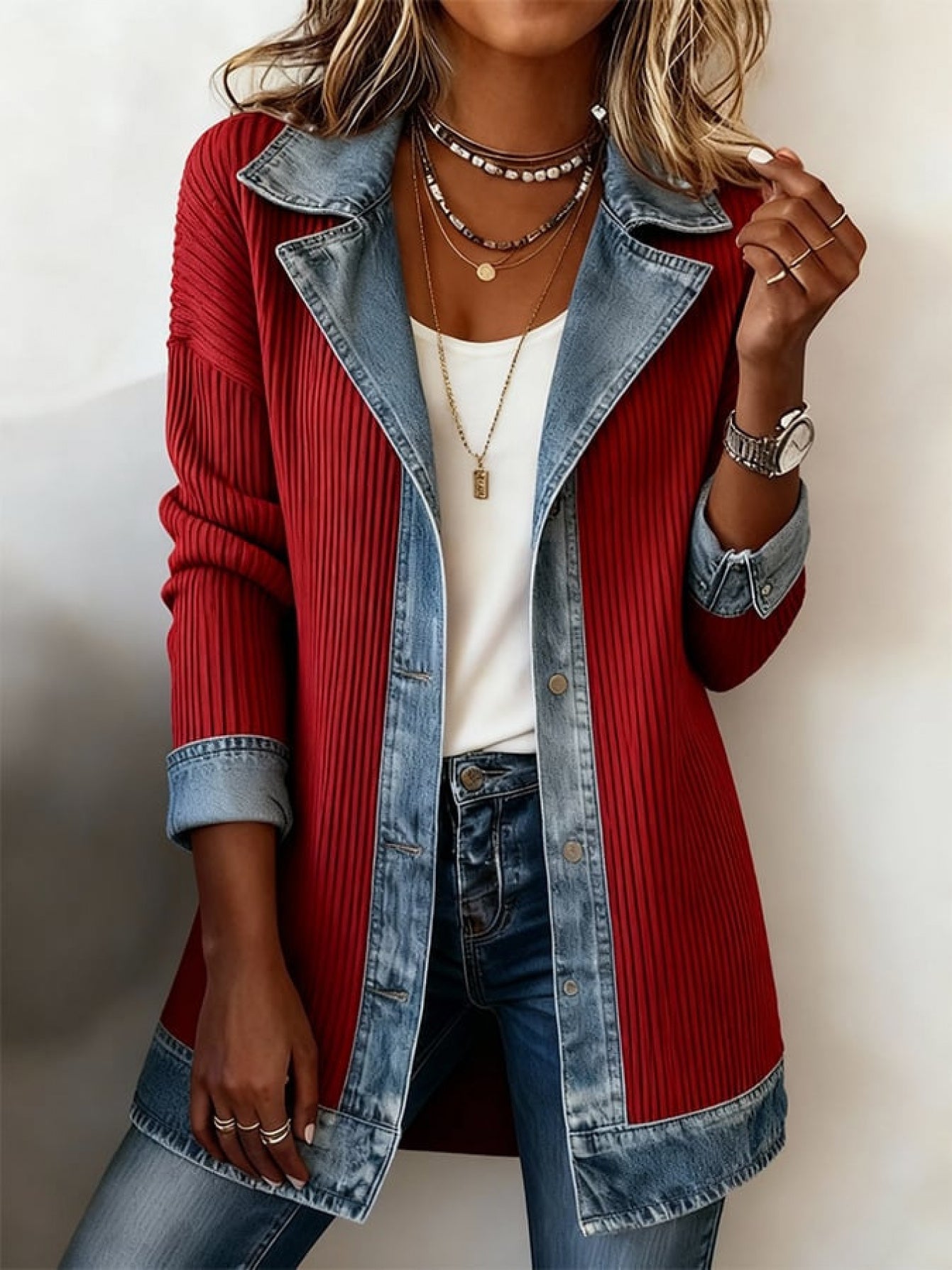 Damen Blazer im modernen Denim-Look – Eleganter Business & Casual Blazer für Alltag und Büro