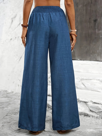 Damen Weite Freizeithose mit Elastikbund – Eleganter Stil für Alltag und Urlaub