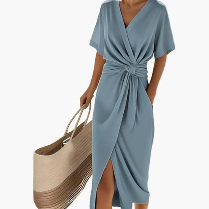Damen Sommer Wickelkleid Elegant – Vintage Stil, Perfekt für Urlaub & Freizeit