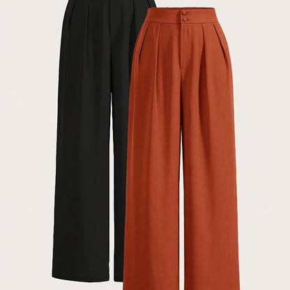 Damen Weite High-Waist Anzughose Elegant mit Bügelfalten Business & Freizeit