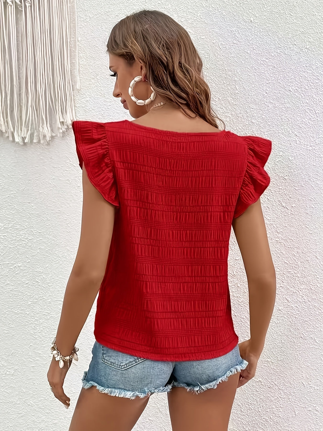 Damen Sommer-Top mit Rüschenärmeln im Casual Style – Perfekt für den Alltag oder Urlaub