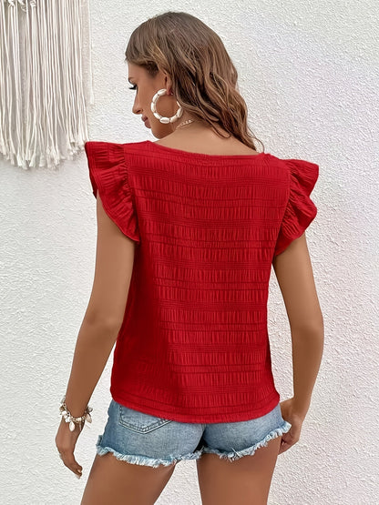 Damen Sommer-Top mit Rüschenärmeln im Casual Style – Perfekt für den Alltag oder Urlaub