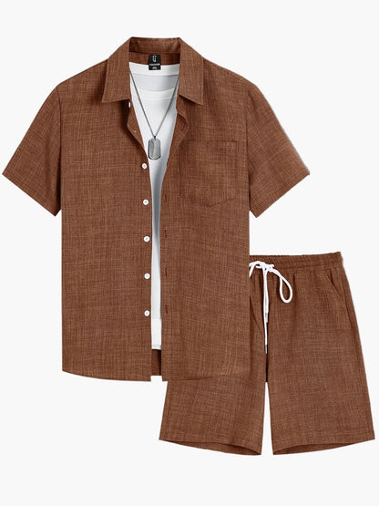Herren Freizeit Set – Kurzarm Hemd und Shorts, Sommer Outfit, Modern und Bequem