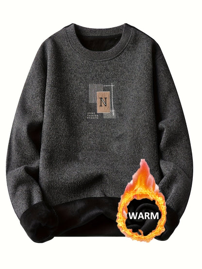 Unisex Langarm Sweatshirt Rundhals Fleece-Futter Melange-Optik