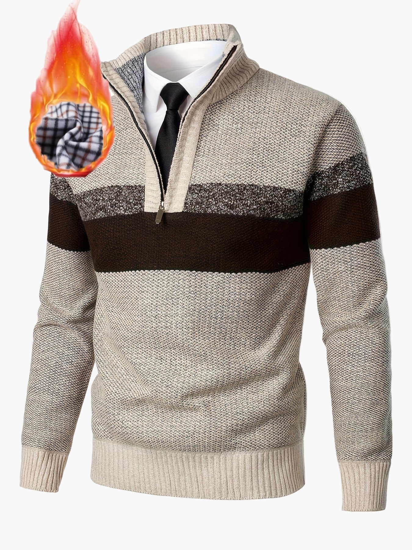 Herren Strickpullover mit Stehkragen und Reißverschluss – Eleganter Freizeit Look für Herbst & Winter