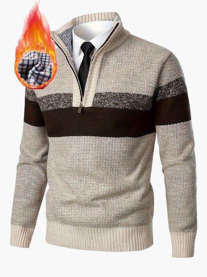 Herren Strickpullover mit Stehkragen und Reißverschluss – Eleganter Freizeit Look für Herbst & Winter