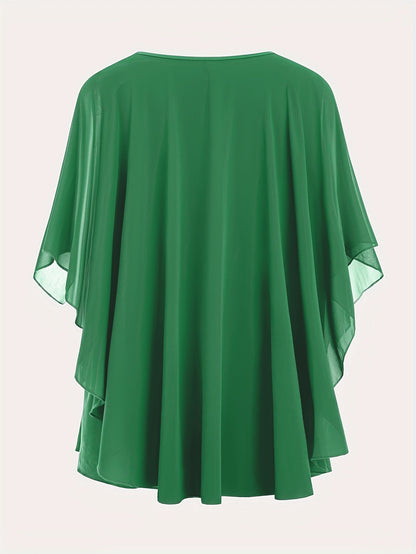 Damen Elegante Oversize Chiffon Bluse für Ausgehen und Büro