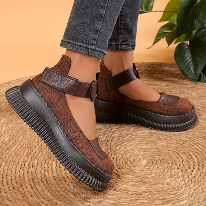 Damen Vintage Mary Jane Plateau-Schuhe für Alltag und Freizeit