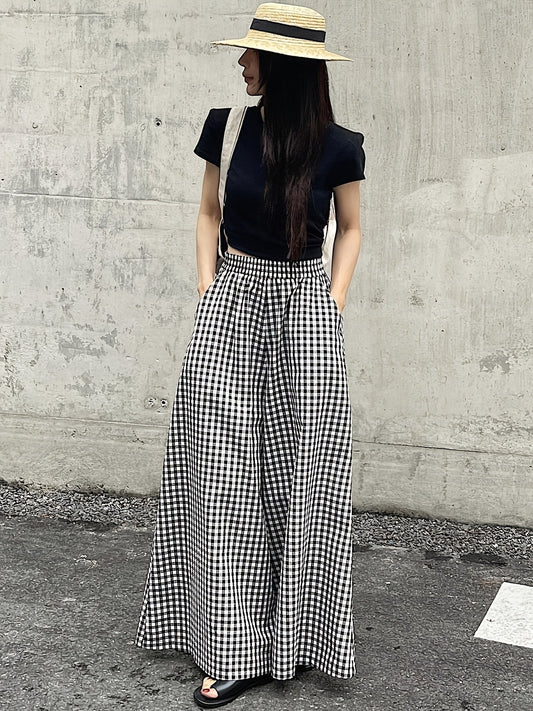 Damen Weitgeschnittene Karohose mit Hoher Taille – Stilvolle Freizeithose für Alltag und besondere Anlässe