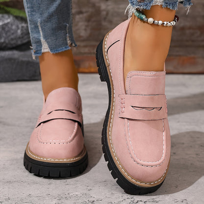 Damen Loafer im klassischen Stil mit Profilsohle – Bequeme Alltags-Slipper für Freizeit und Büro