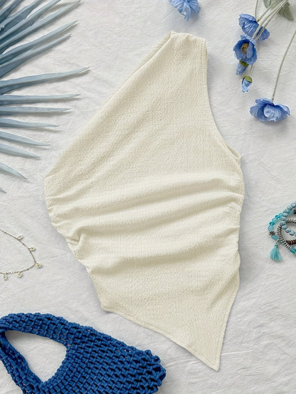 Damen Asymmetrisches Freizeit-Top mit Blumenmuster – Elegantes Sommer Oberteil für Alltag & Urlaub