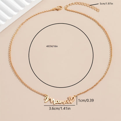 Damen Muttertagskette Mama Schriftzug mit Herz – Elegante Halskette als Geschenk für Mütter