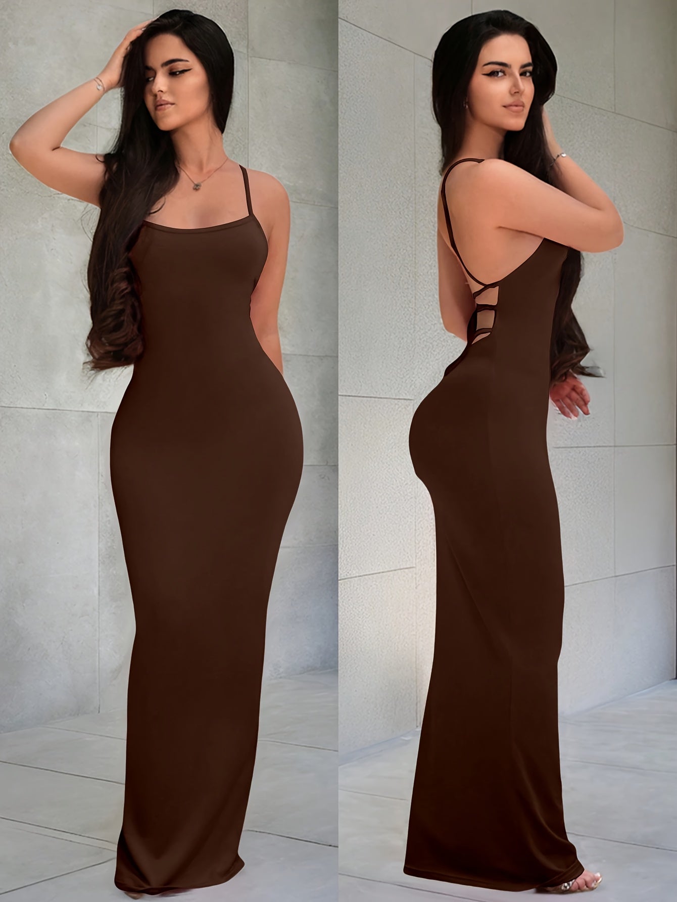 Damen Maxikleid mit offenem Rücken und Schnürdetails – Elegantes Abendkleid für besondere Anlässe
