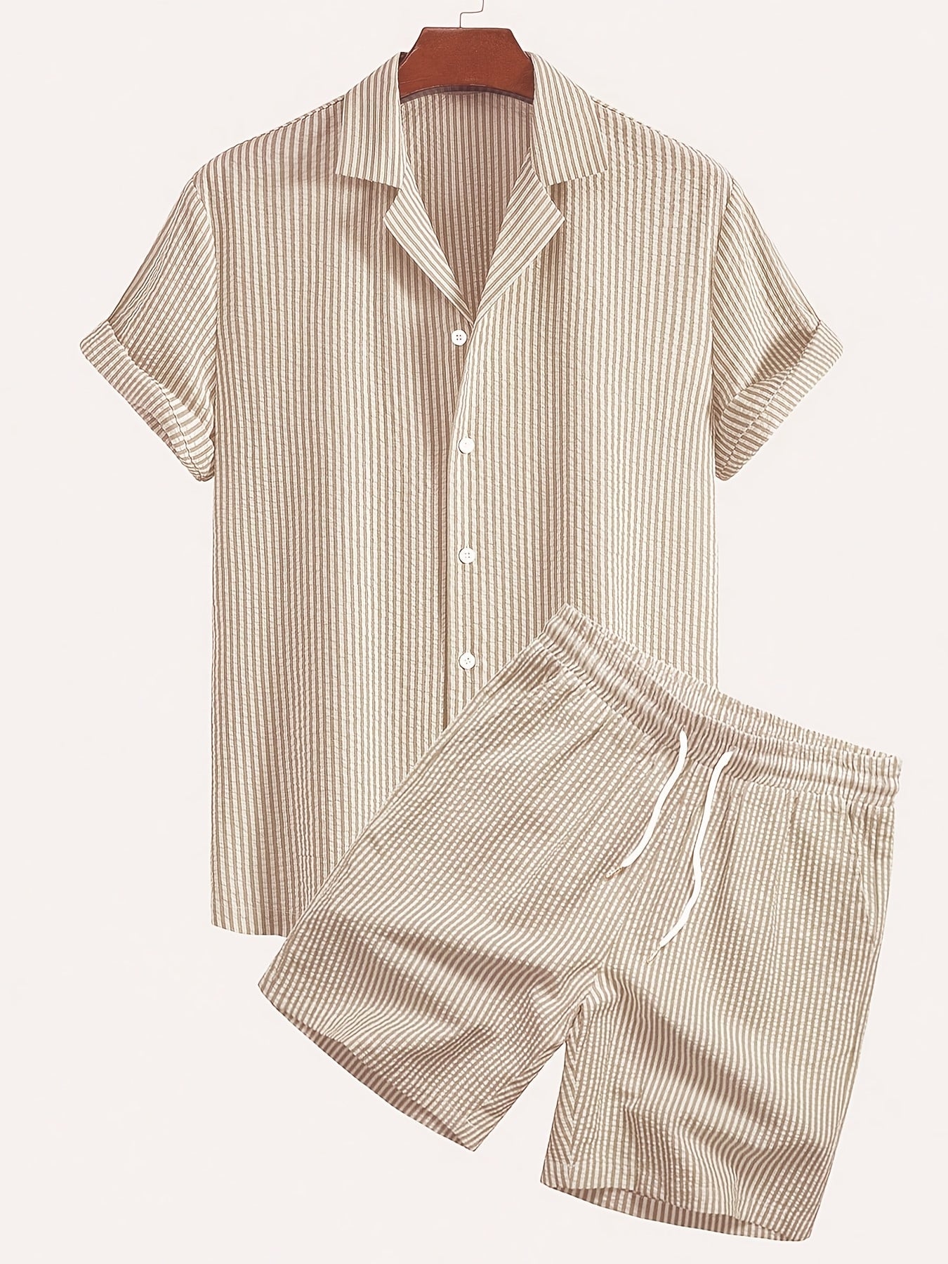 Herren Set Kurzarmhemd und Shorts mit Streifen – Stilvolles Freizeit-Outfit für Strand und Sommer