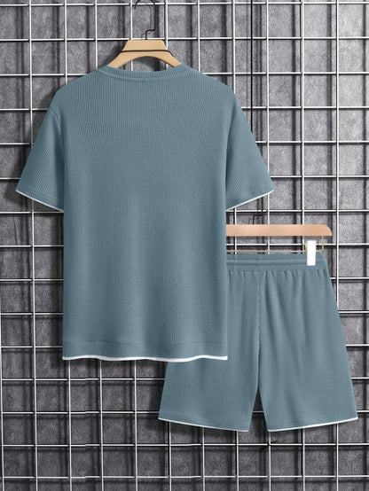 Herren Freizeit-Set Kurzarm T-Shirt & Shorts Lounge Outfit – Bequemes Sommer Homewear