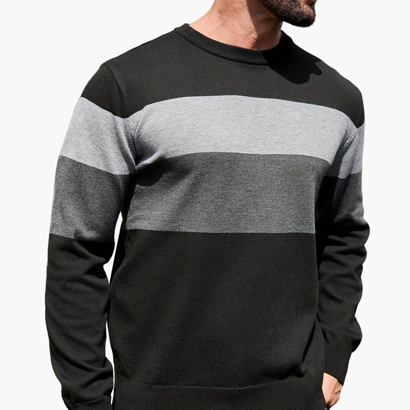Herren Strickpullover mit Blockstreifen – Moderner Casual Look für Herbst und Winter
