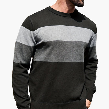 Herren Strickpullover mit Blockstreifen – Moderner Casual Look für Herbst und Winter