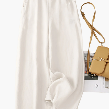 Damen Elegante Weite Freizeithose mit Bindegürtel – Lockerer Business & Alltagsstil