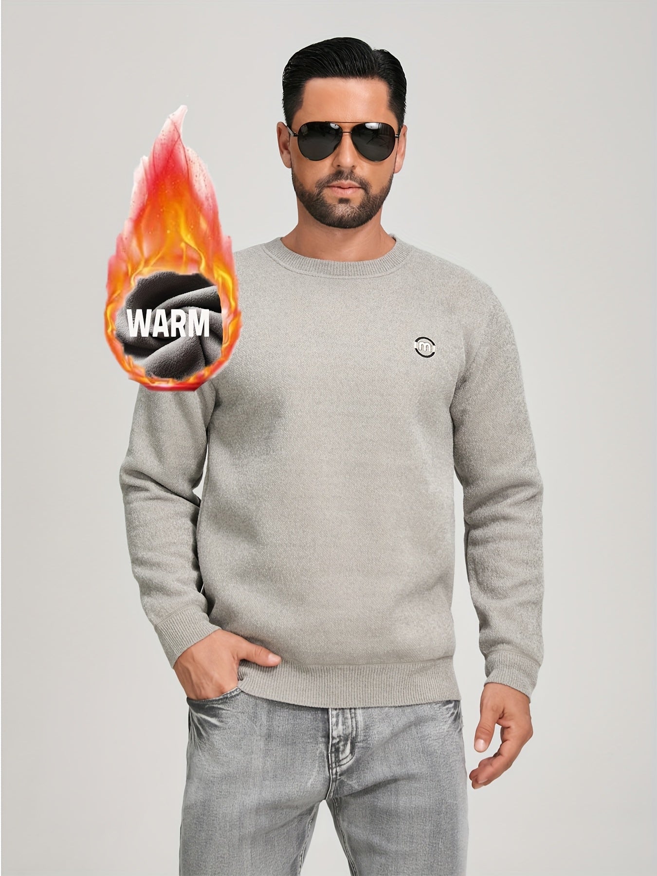 Unisex Langarm Sweatshirt Pullover Rundhals mit Logo-Detail Winter