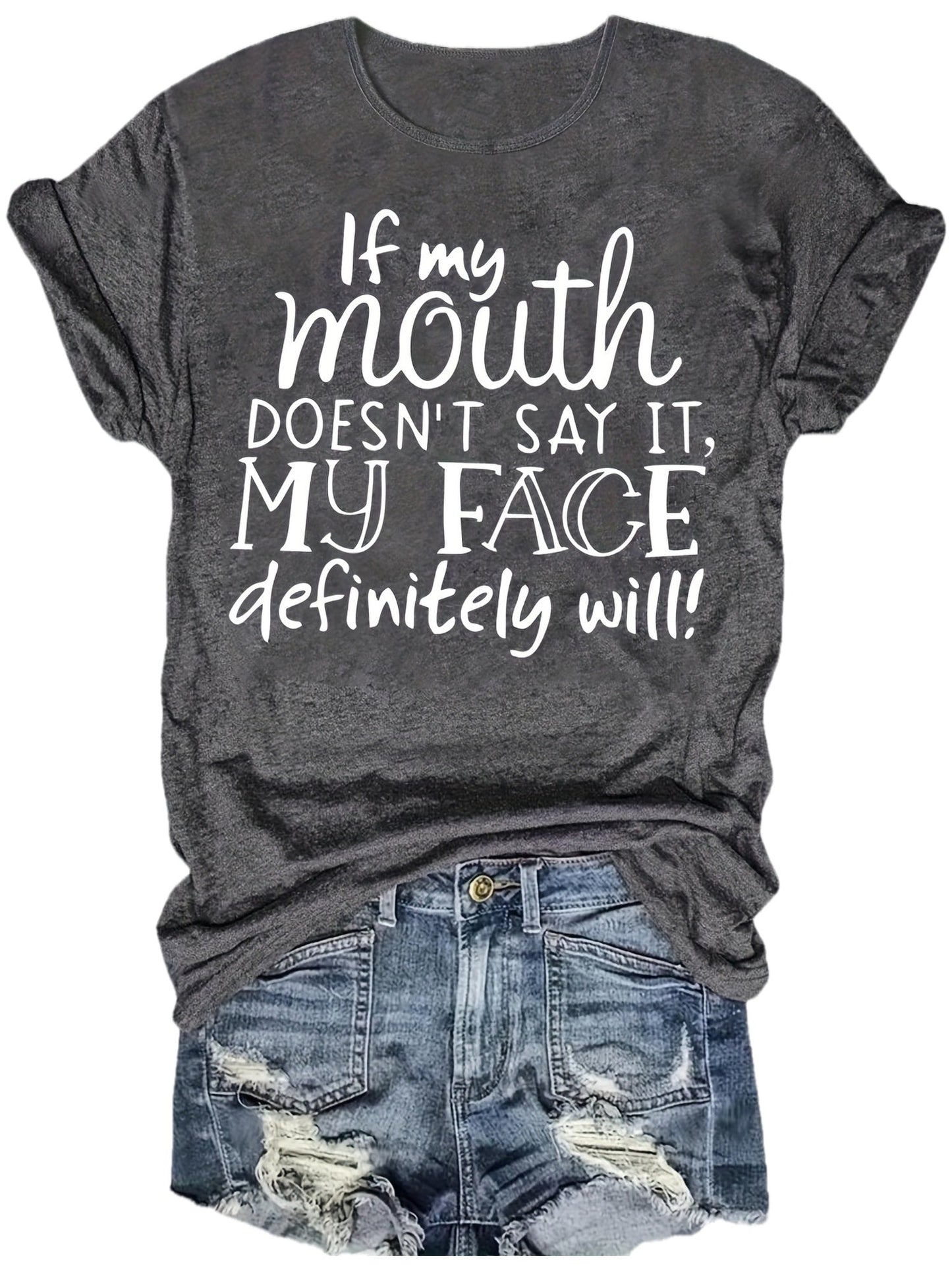 Damen Lustiges Statement T-Shirt mit Aufdruck – Lockeres Sommer Shirt für Alltag & Freizeit