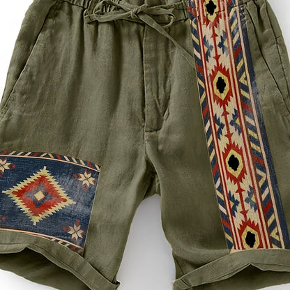 Herren Ethno-Shorts mit geometrischem Muster – Freizeit & Urlaub, moderner Look