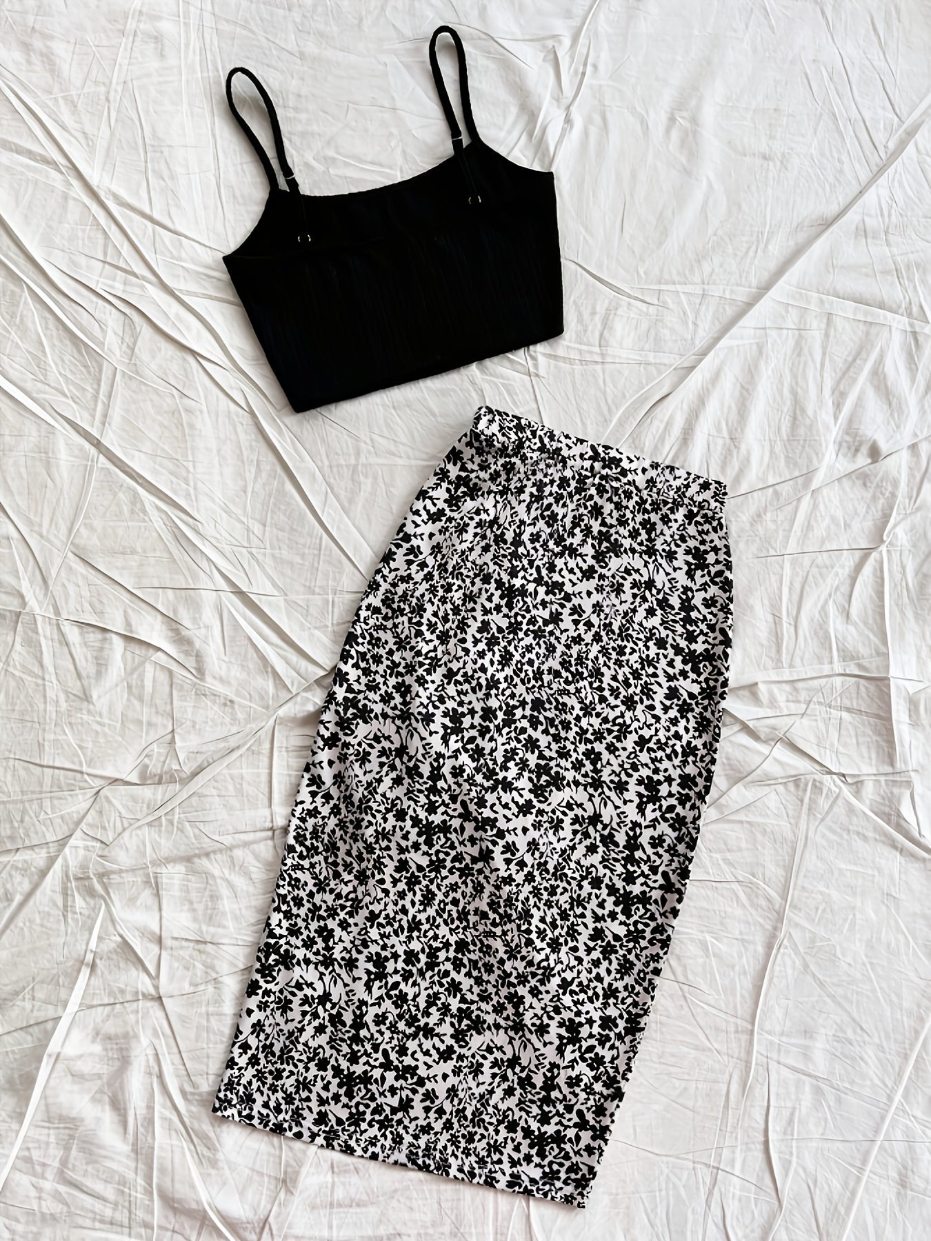 Damen Sommer-Set mit Crop Top und Blumenrock – Perfekt für Urlaub & Freizeit