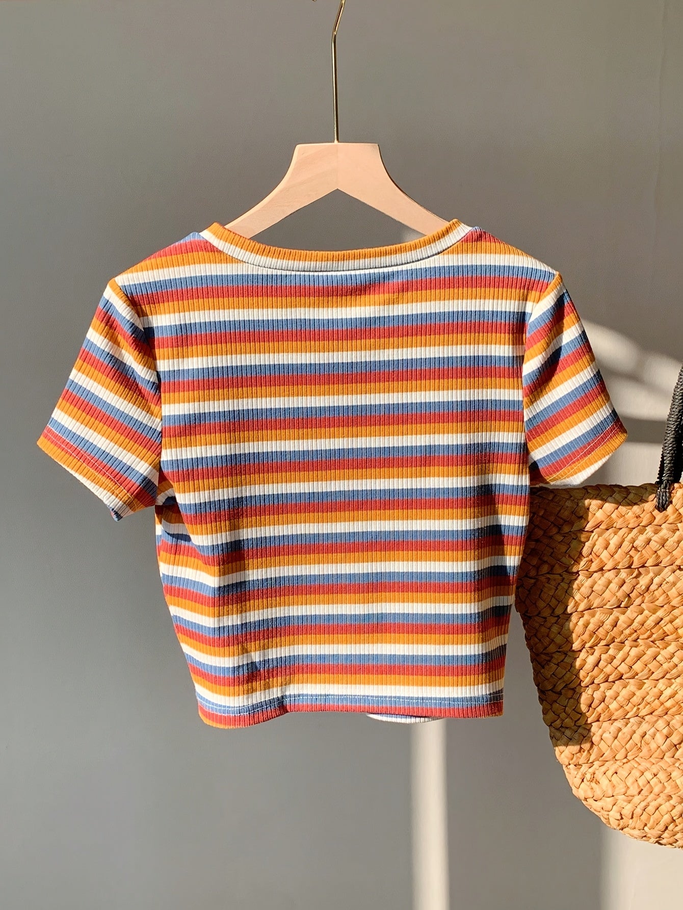 Damen Kurzarm Streifen T-Shirt – Retro Style für Alltag & Freizeit