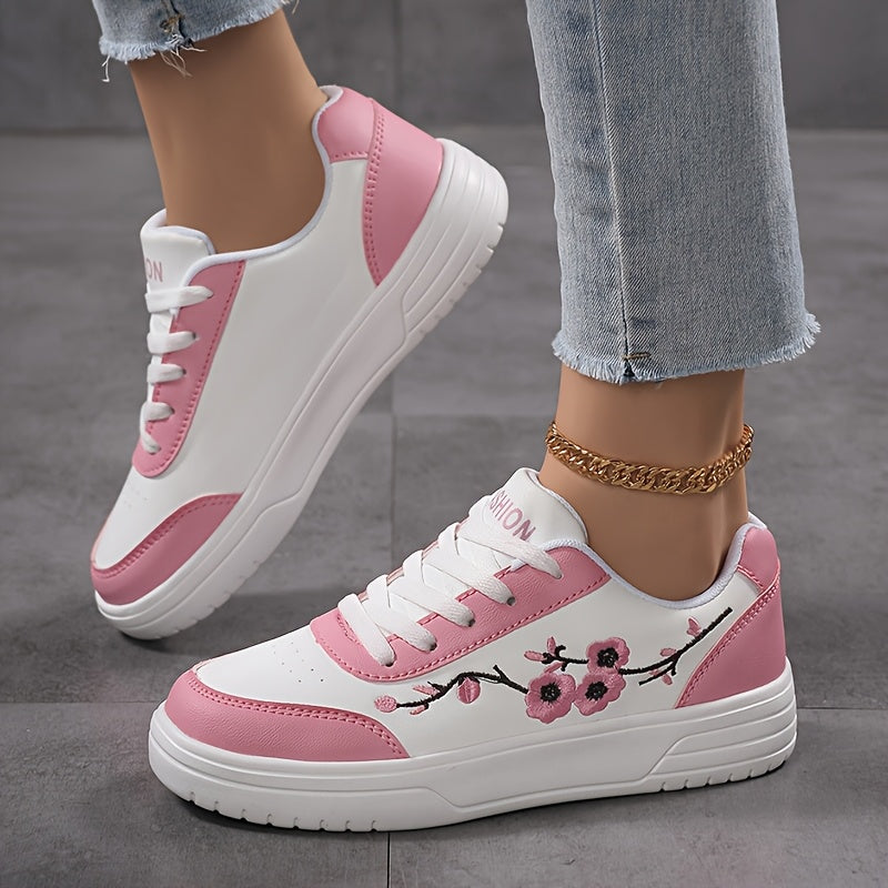 Damen Sneaker mit Blumenstickerei und modischem Design – Alltag & Freizeit