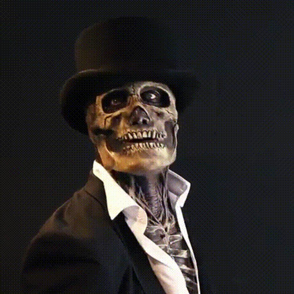 Herren Halloween Maske mit Zylinder – Gruseliger Party- und Kostüm-Style