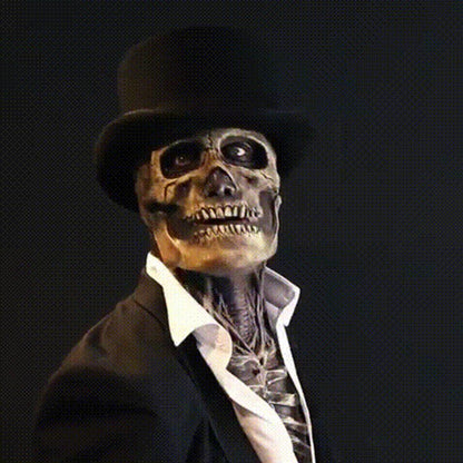 Herren Halloween Maske mit Zylinder – Gruseliger Party- und Kostüm-Style
