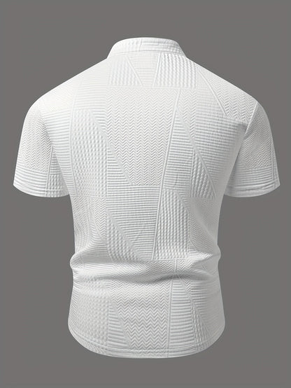 Herren Struktur Henley Shirt – Stilvolles Gewebtes Poloshirt für Freizeit und Business