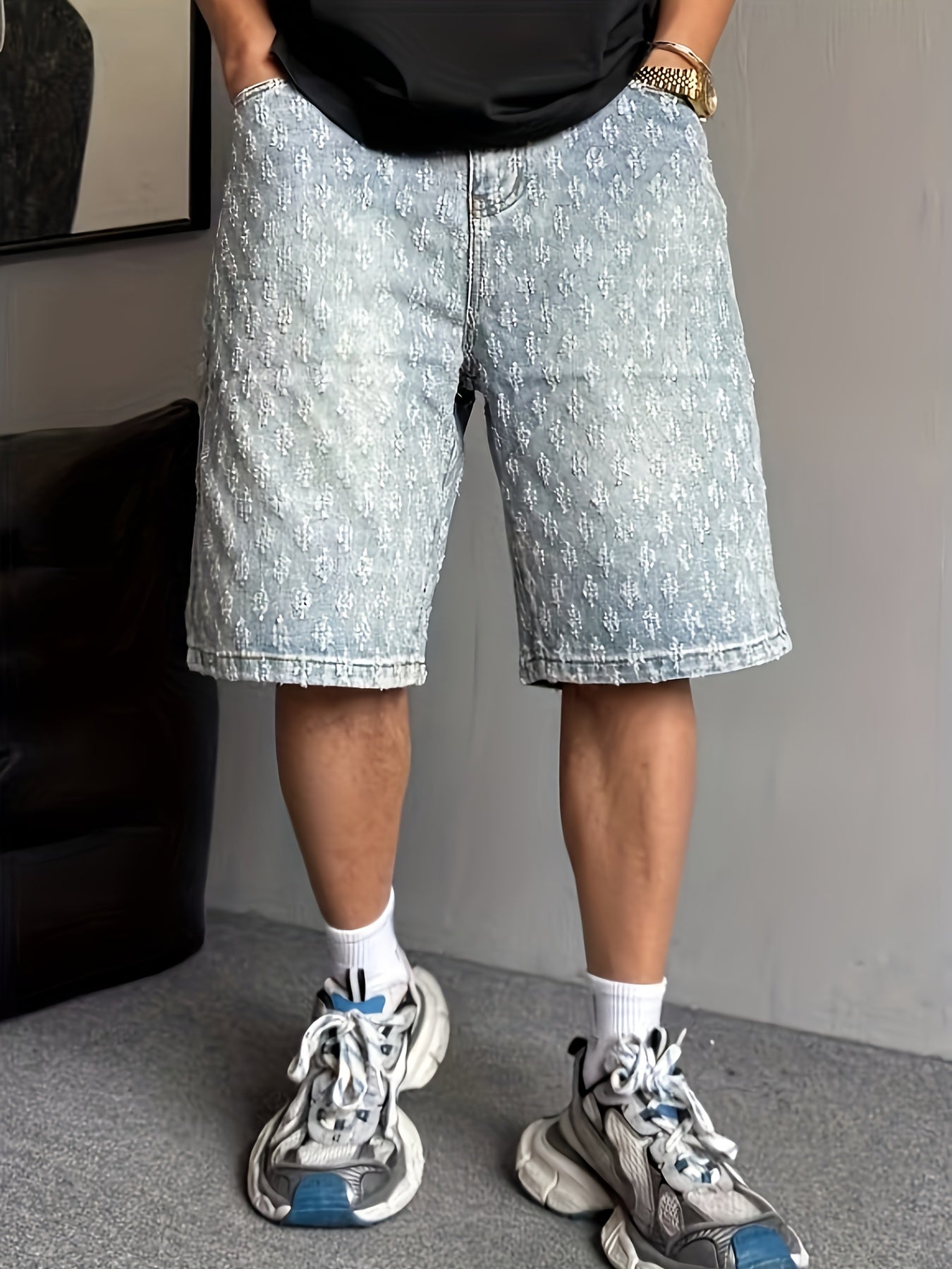 Herren Streetwear Denim Shorts im angesagten 3D-Blumen-Design – Lässige Bermudas für Alltag & Freizeit